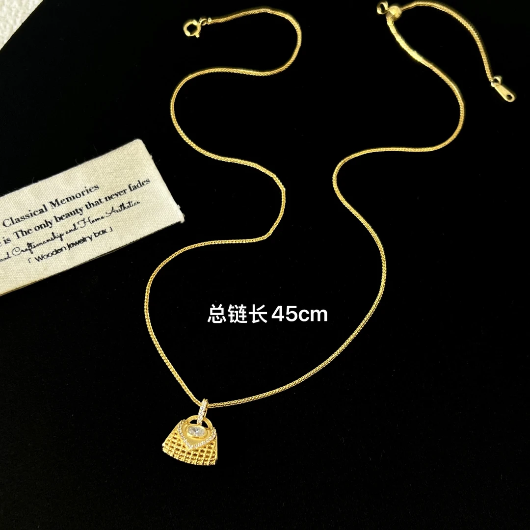 坠链均925银 新中式轻奢编织包包吊坠项链