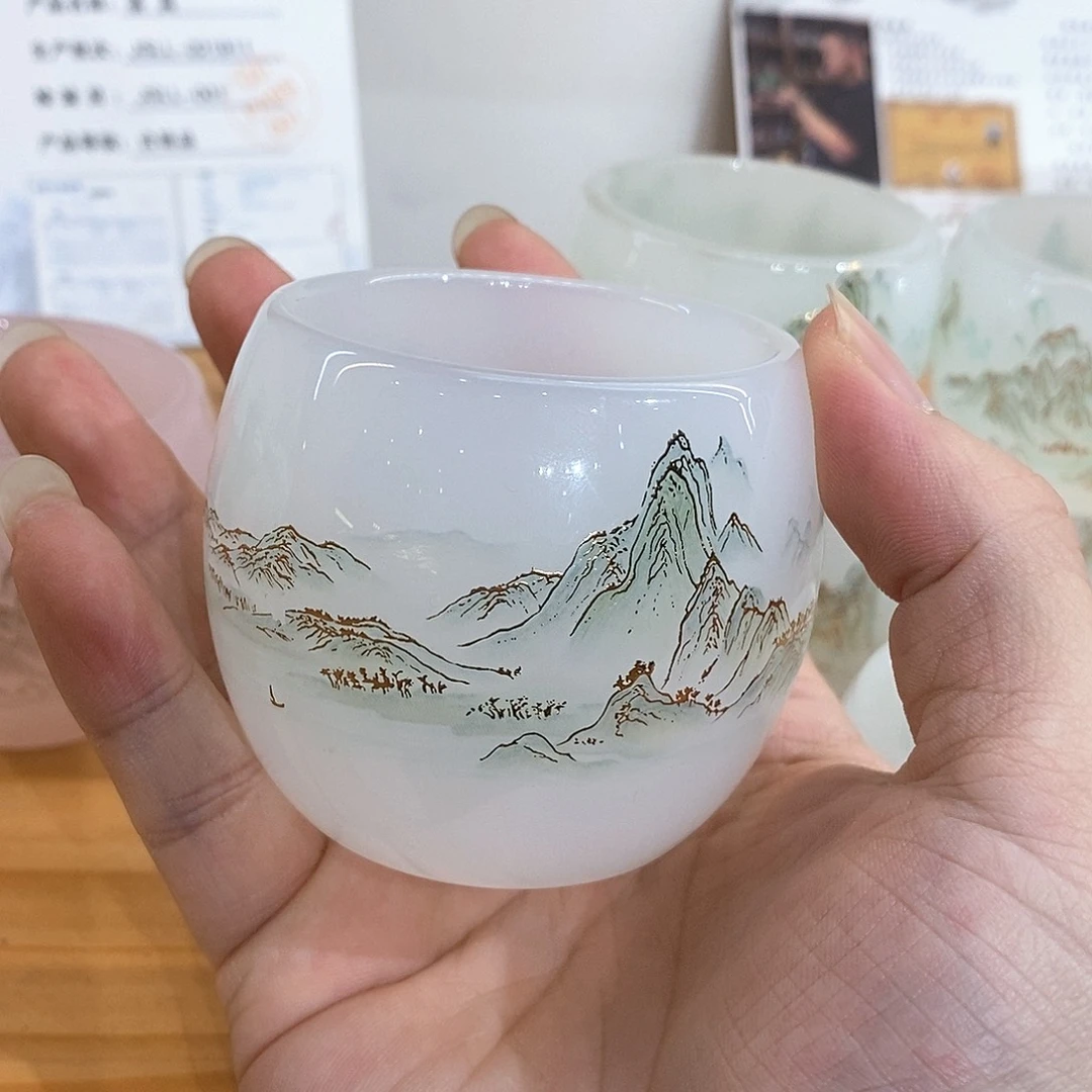 手工艺品琉璃千里江山主人杯