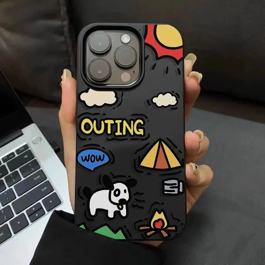 创意涂鸦小狗适用于iphone16promax苹果15plus手机壳14/13手机套