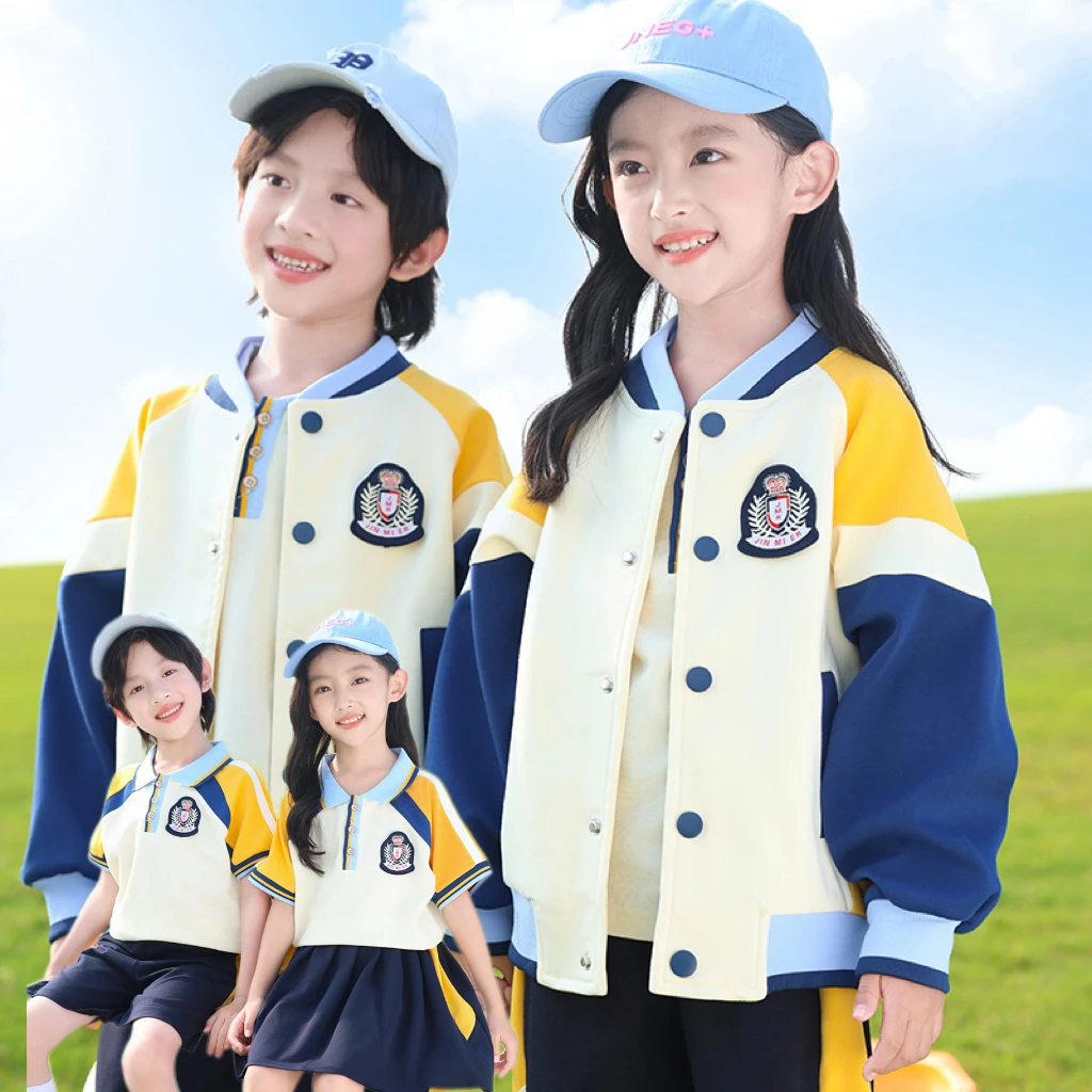 小学生校服春秋款班服套装冲锋衣三件套运动服纯棉夏季幼儿园园服