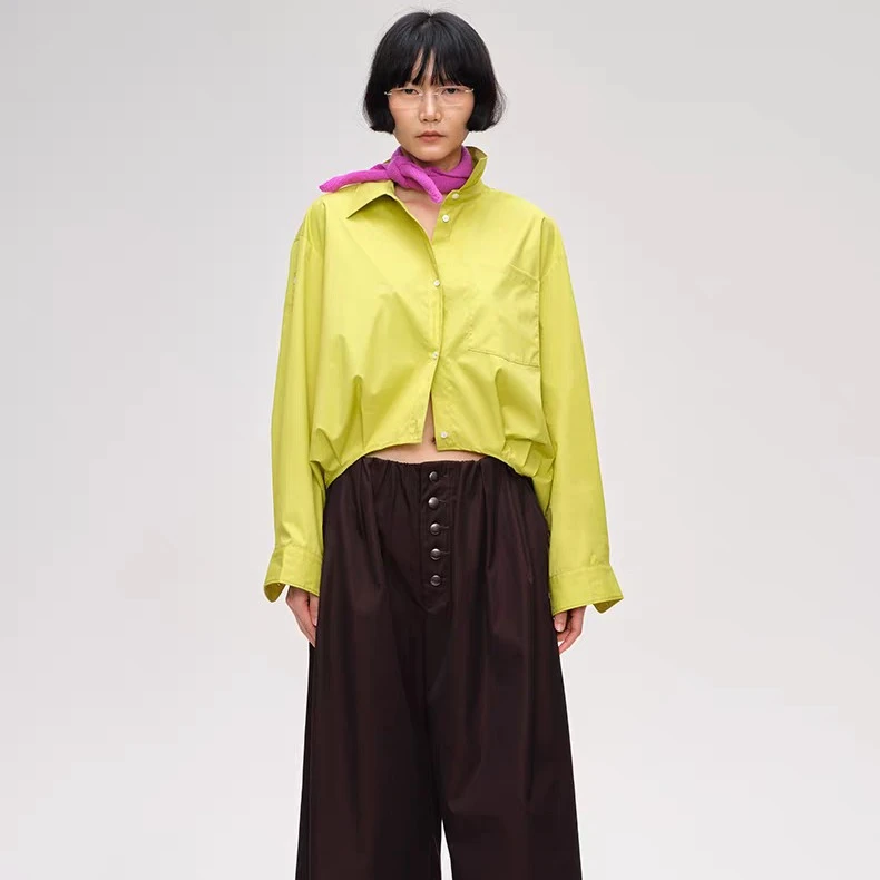 【新品】设计师品牌SHORT SENTENCE 25AW 系带长袖宽松衬衫