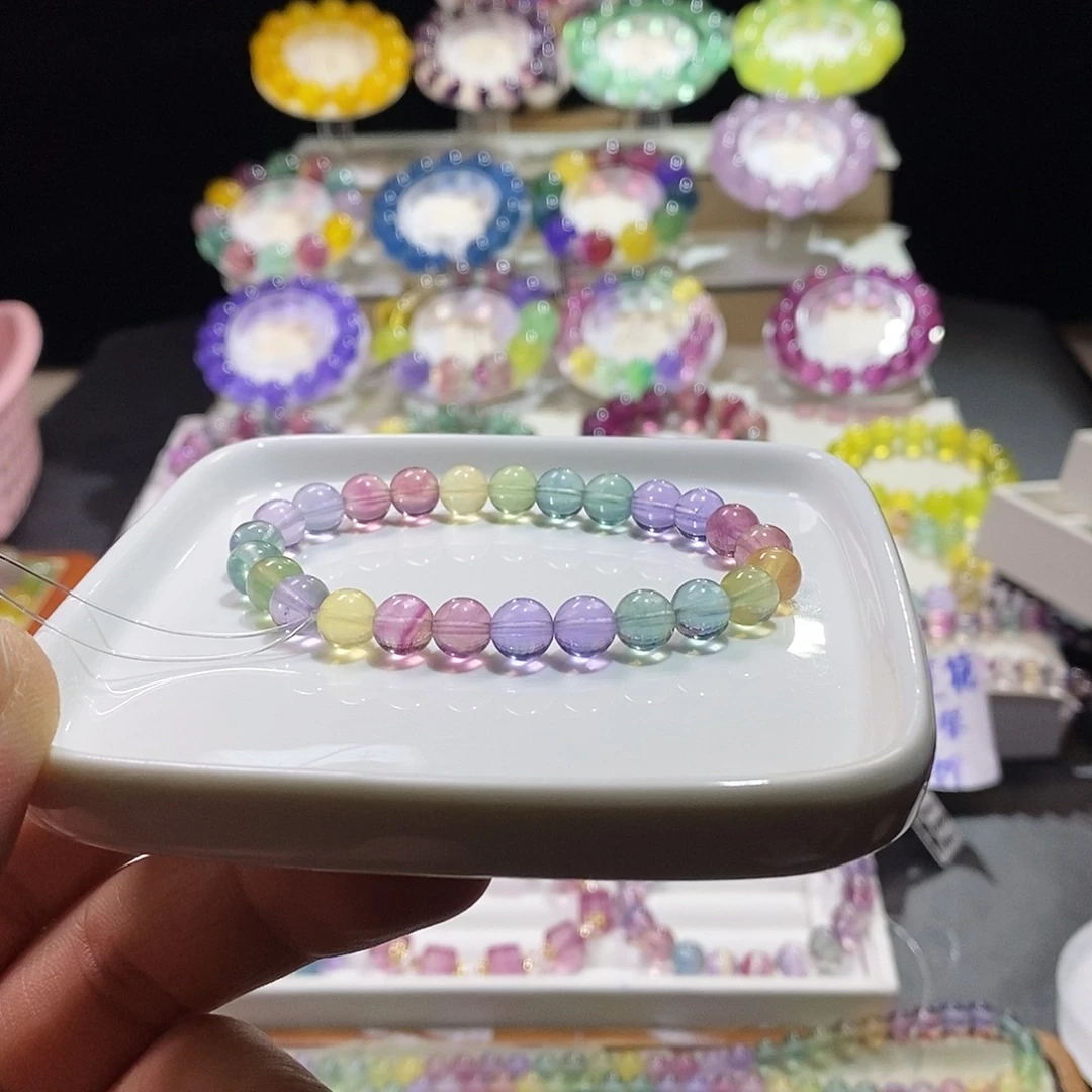 水晶未镶嵌手链马卡龙单圈7加