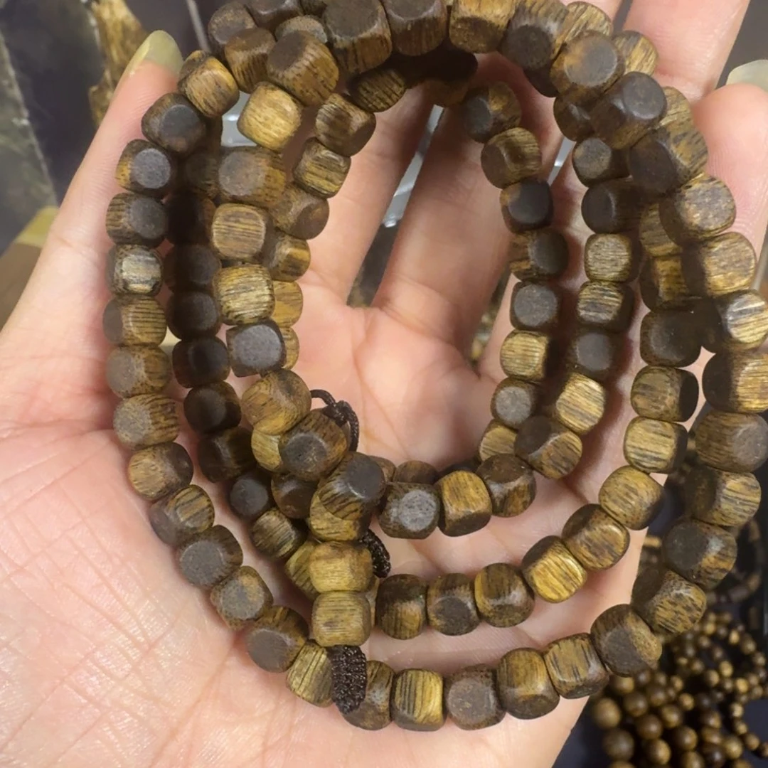 沉香沉香碎屑方糖奇楠沉香双圈手链