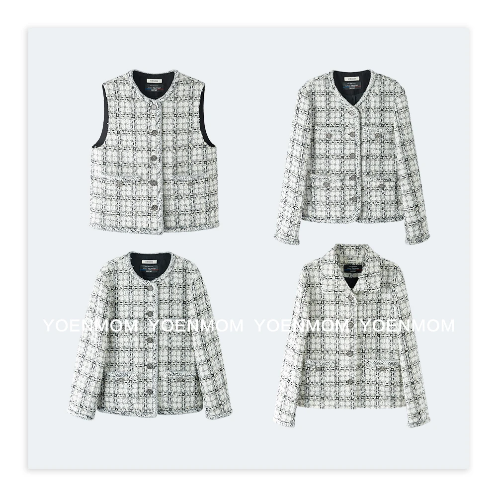 YOENMOM·冰晶方格·Jules Tournier法国进口羊毛小香风马甲/外套