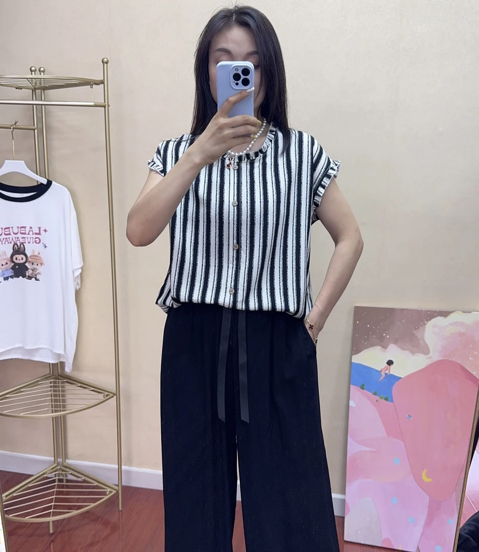 花边小飞袖（No退No换）【细纱人造棉】减龄花边领花边袖上衣