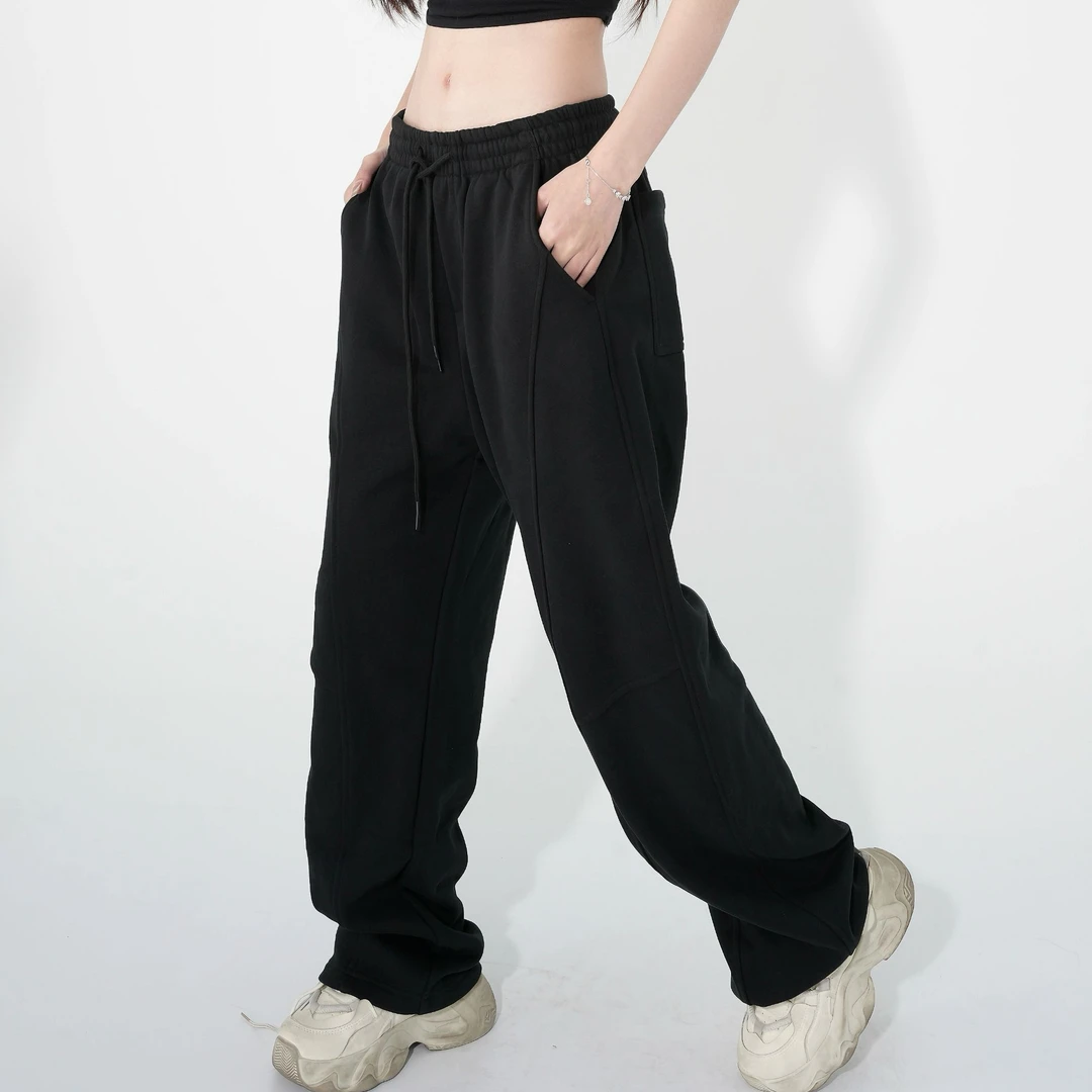 MESSTIME 软糯舒弹触感弯刀卫裤无性别显瘦宽松直筒长裤