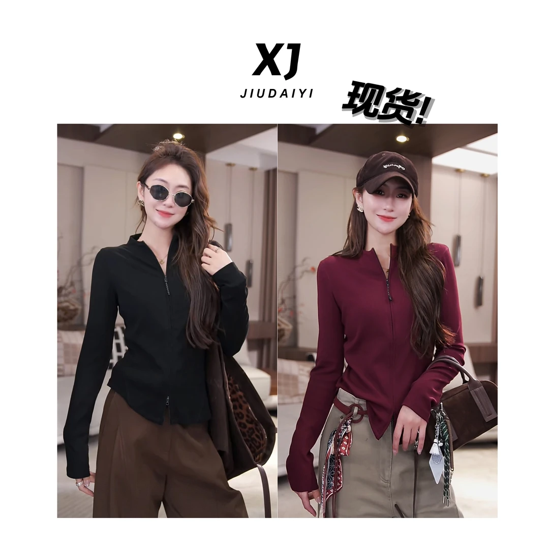 玖黛衣现货【沙伦玫瑰】新款百搭显瘦纯色时尚休闲上衣 WTJ42172