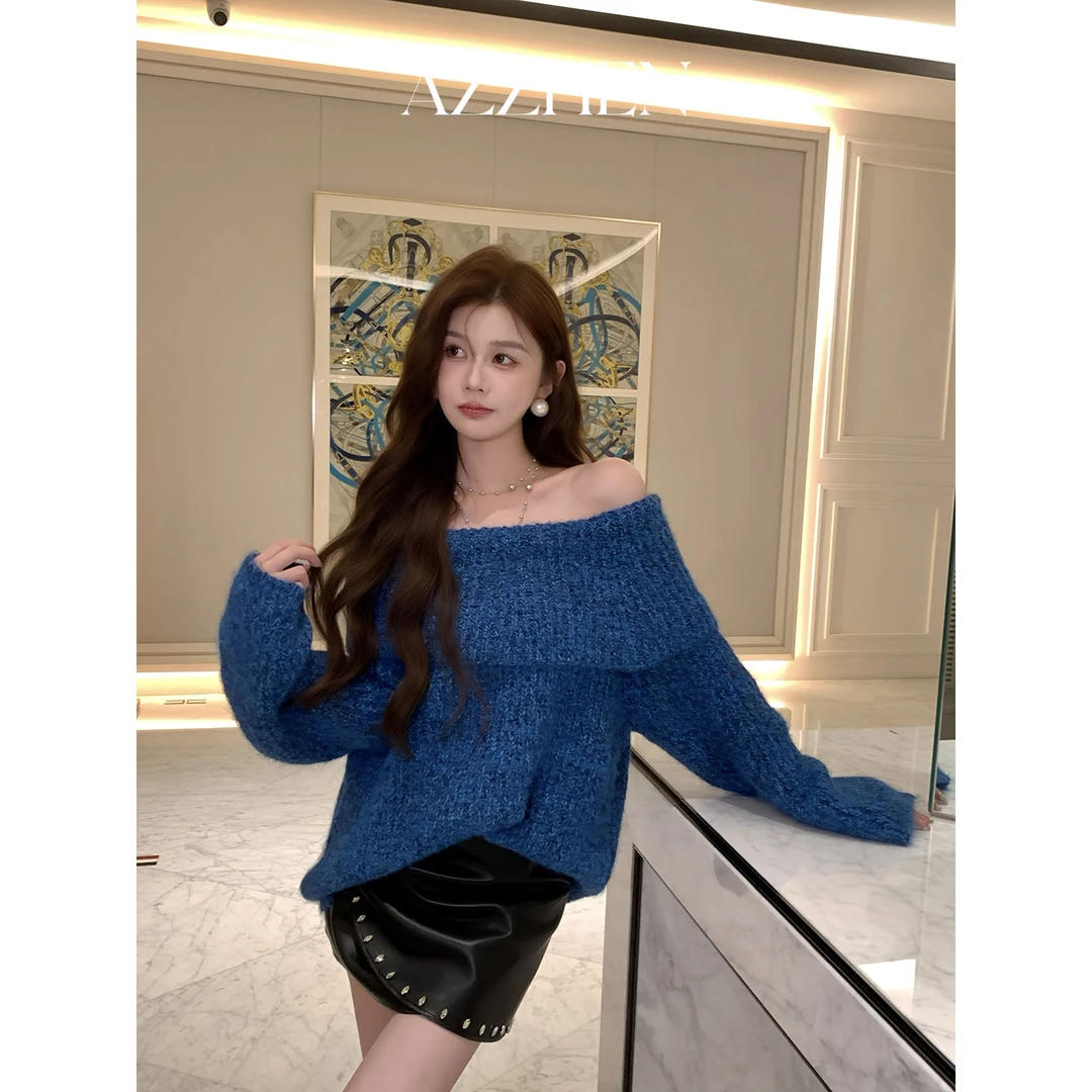 AZZHEN【莱茵河畔】一字肩松弛羊毛慵懒风毛衣AZ5NBS10-ZS