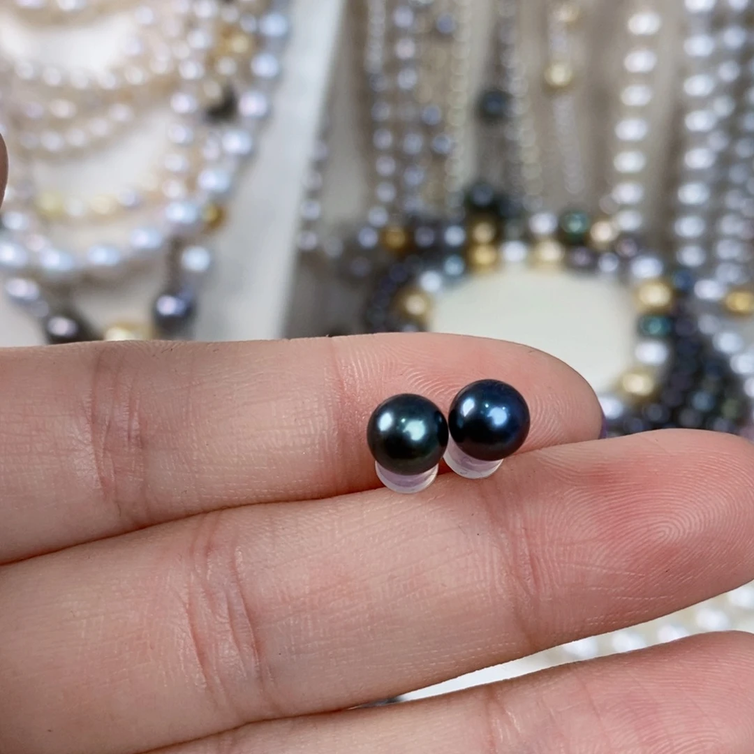 海水珍珠耳饰银S925镶嵌