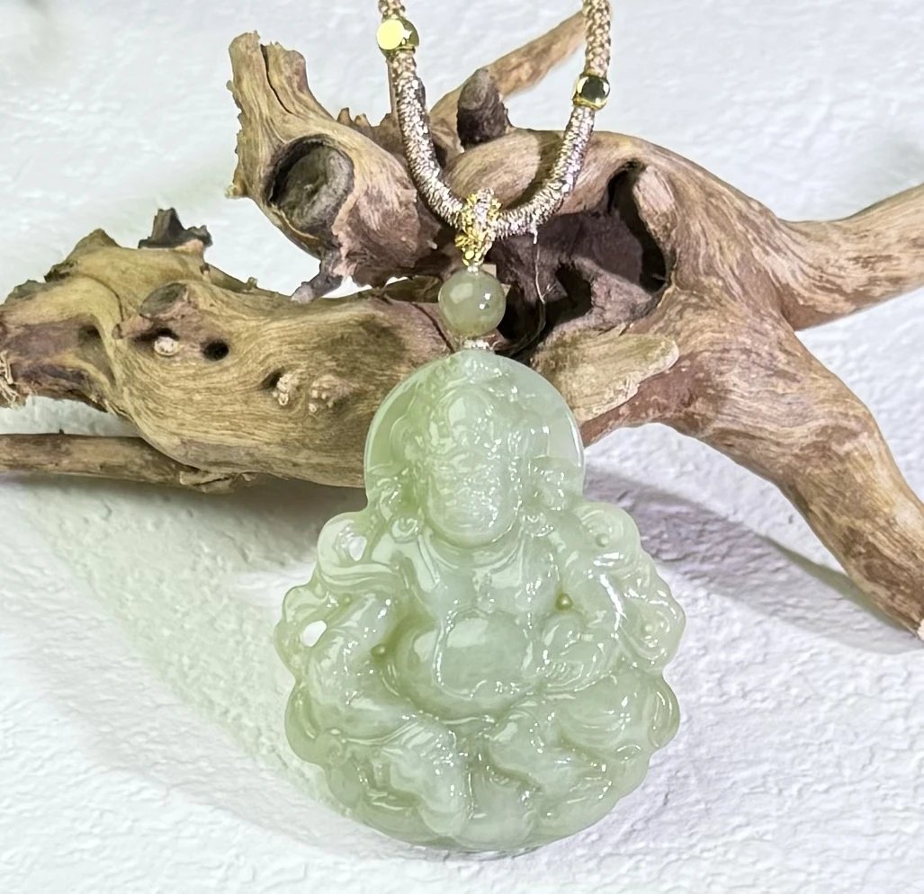 和田玉黄口料财神之首-黄财神吊坠