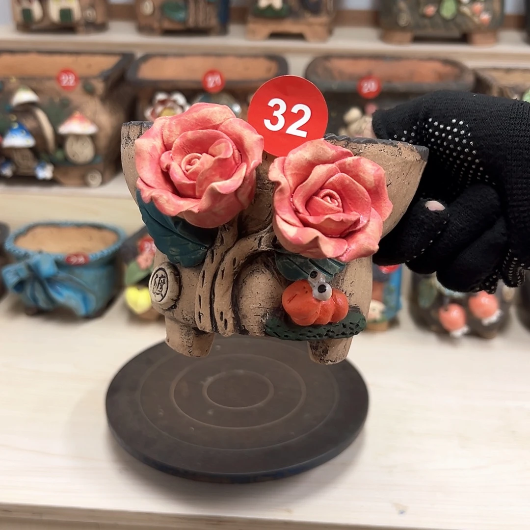 紫砂花盆 32号内口11.5外高10