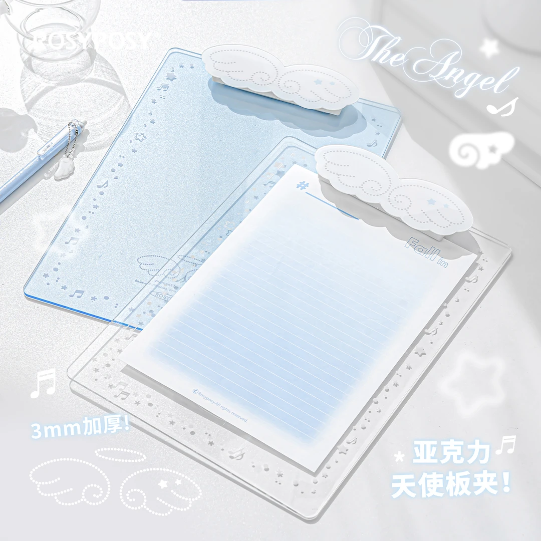 RosyPosy柔设天使板夹文件夹a4资料夹高颜值写字垫板试卷夹文具