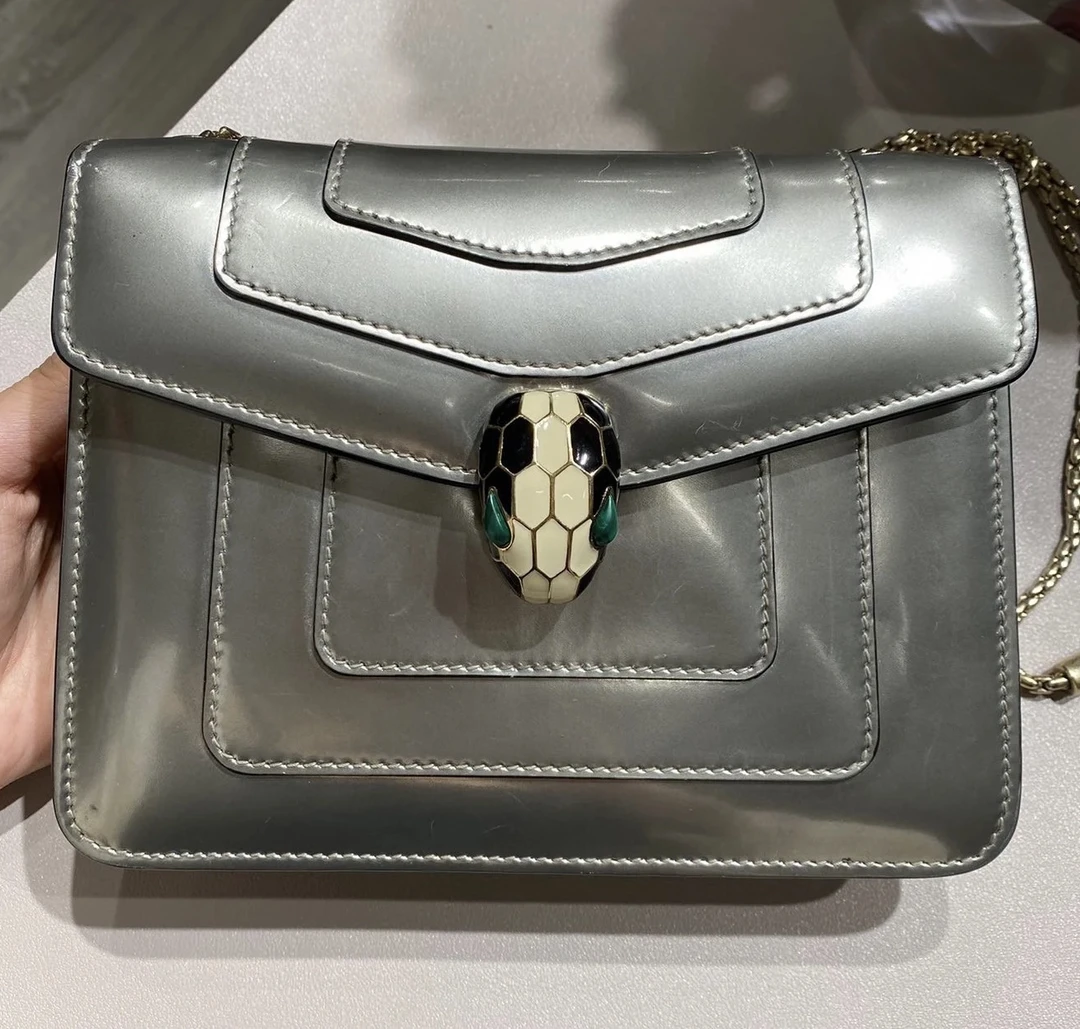 99新  友福/宝格丽蛇头包银色/97新/87386119