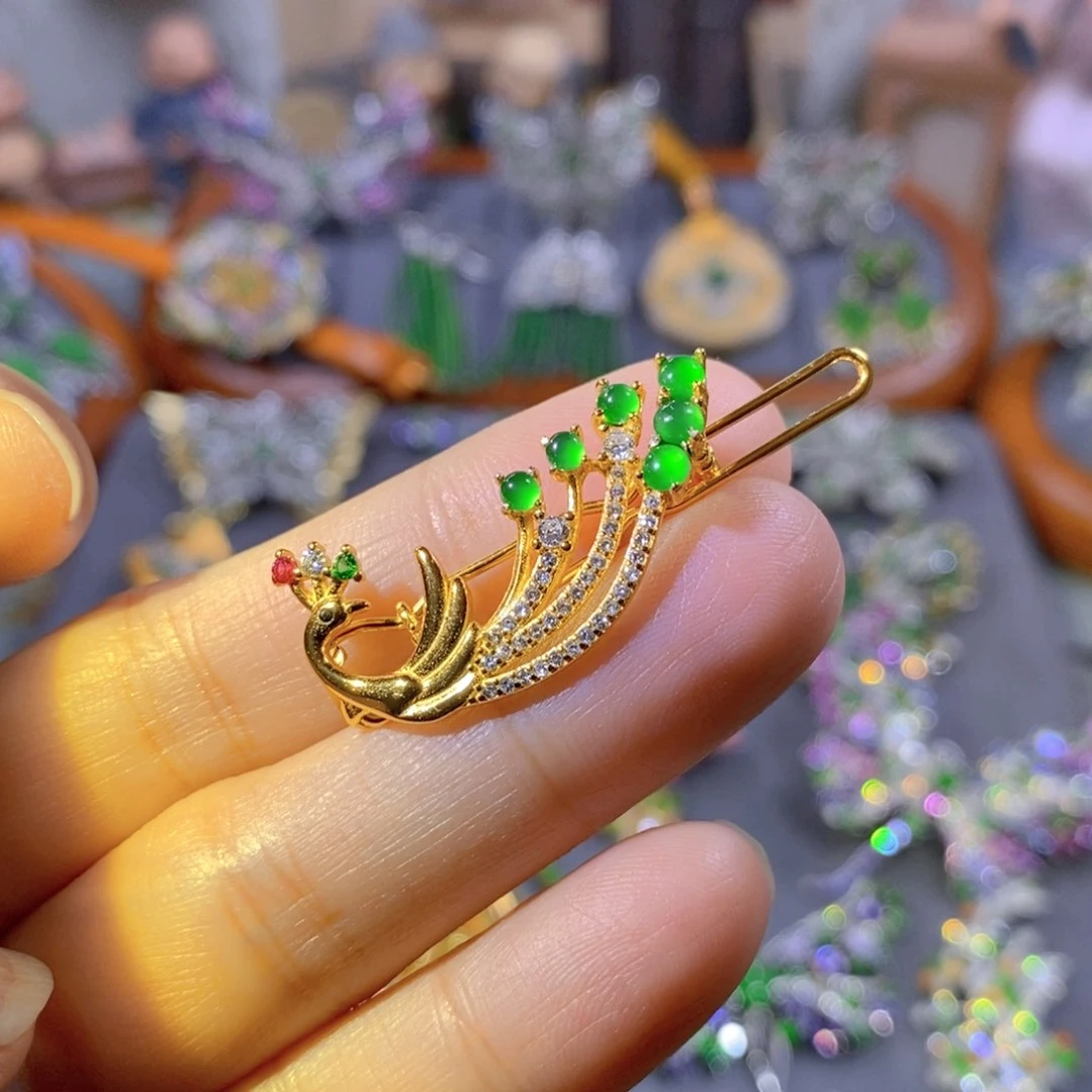 颈饰银S925镶嵌翡翠