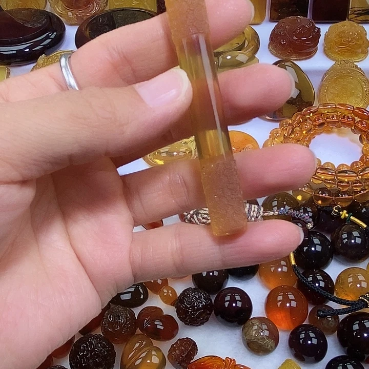 琥珀未镶嵌吊坠(不含链)天然缅甸琥珀金棕如意金箍棒