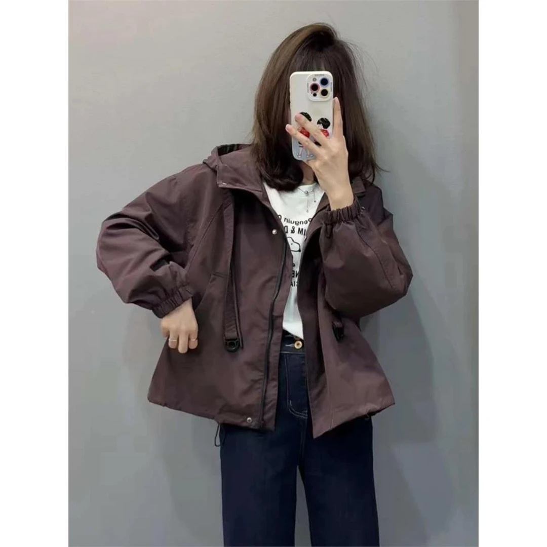 连帽夹克女士款短绗缝加厚2025秋冬季新款小休闲简单风格上衣外套