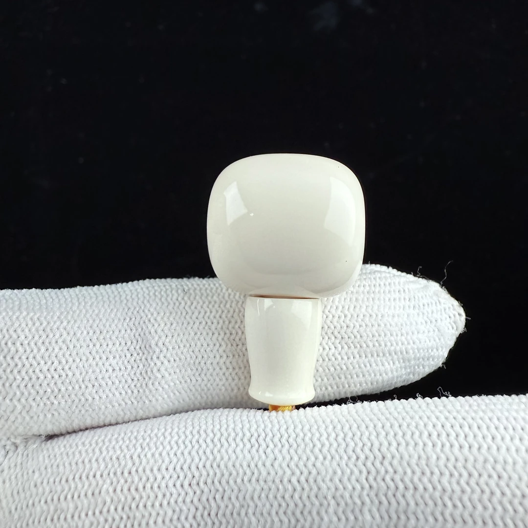 K9212天然猛犸牙 白冰牙芯料藏式三通19.5mm一物一图假一罚十