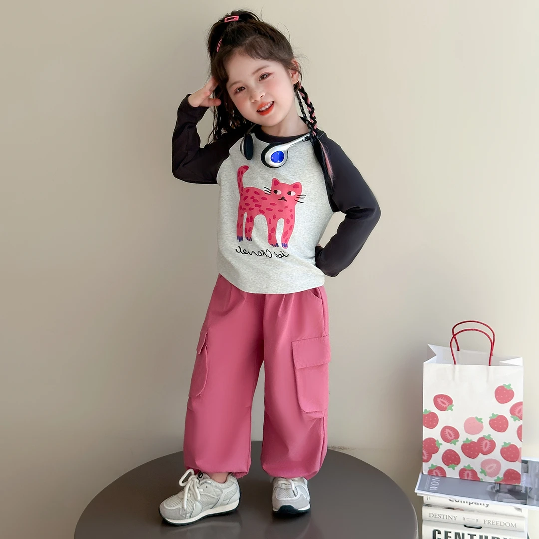 女童工装裤套装洋气儿童春秋季新款韩版女宝宝休闲两件套小女孩潮