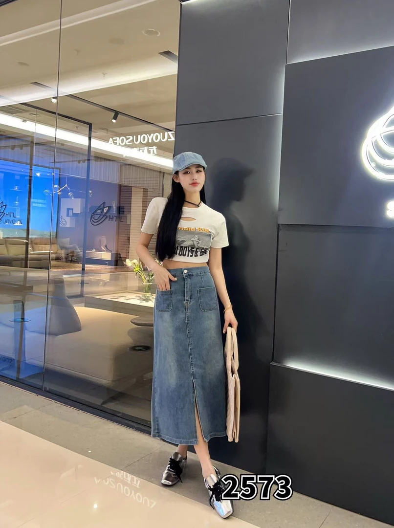 新款水洗高弹牛仔裙半身裙2573