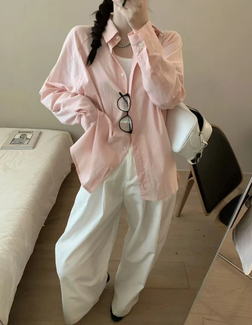 3a31-8533-1 小众设计感宽松长袖休闲衬衫