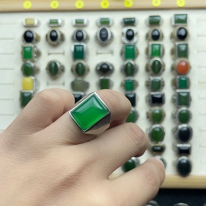 玛瑙/玉髓银S925镶嵌戒指