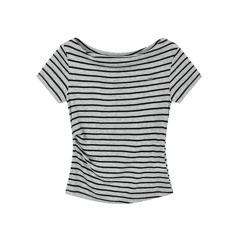 【九月专属】气质荡领显瘦T恤W6183