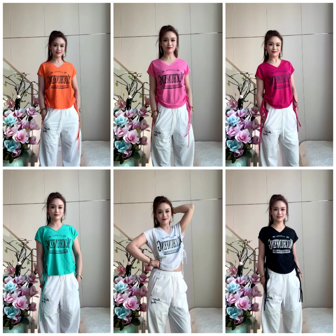 D夏季新款3893款两侧抽绳时尚T恤