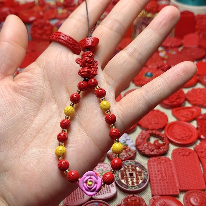 天然辰砂工艺品朱砂手机坠