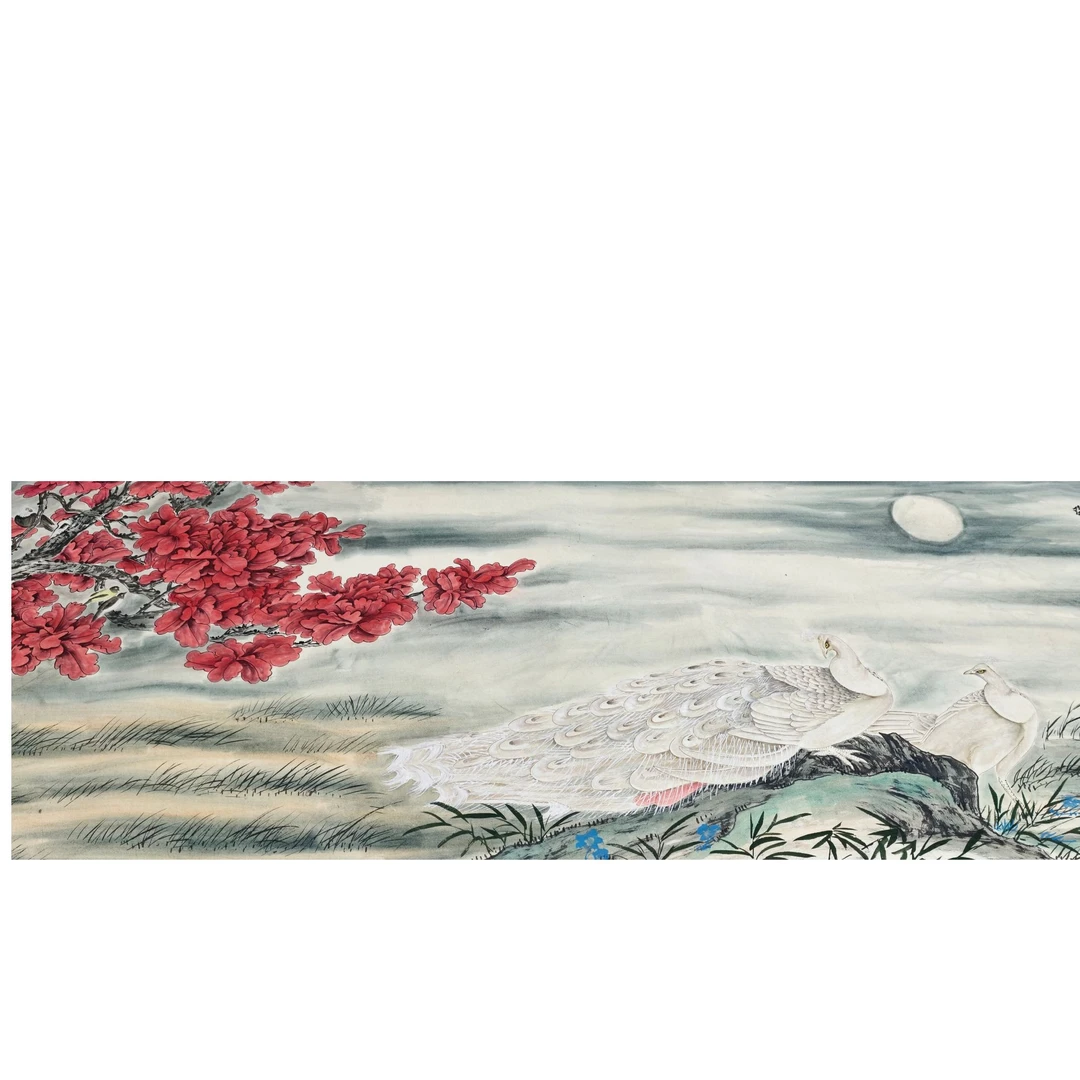 田世光款 孔雀大大大画片  360×140约45平尺