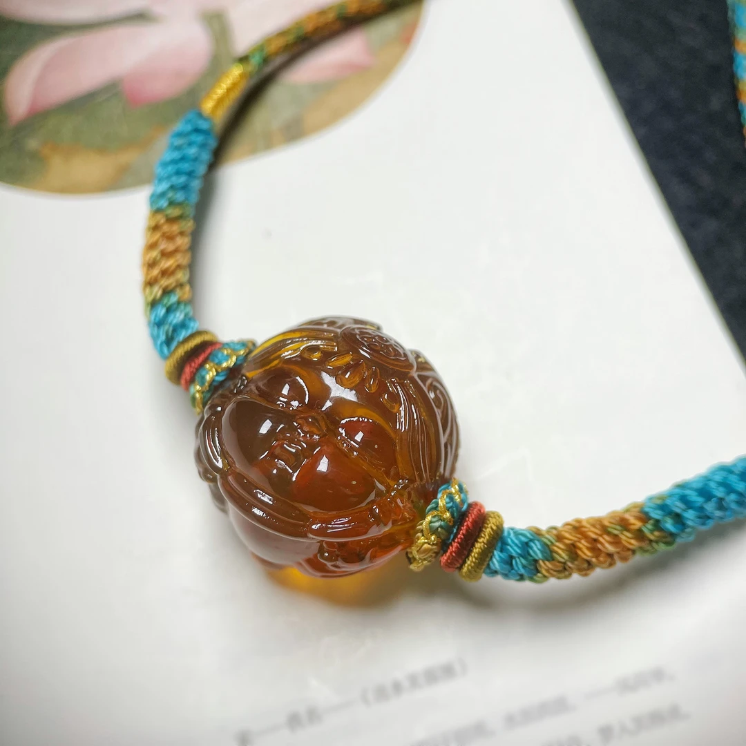 天然原矿缅甸琥珀棕珀扎基拉姆锁骨链设计款