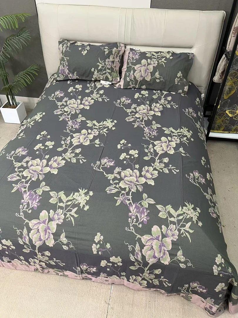 【栀语套件】高端纯棉双层纱A类床单2.45*2.45M枕套48*74