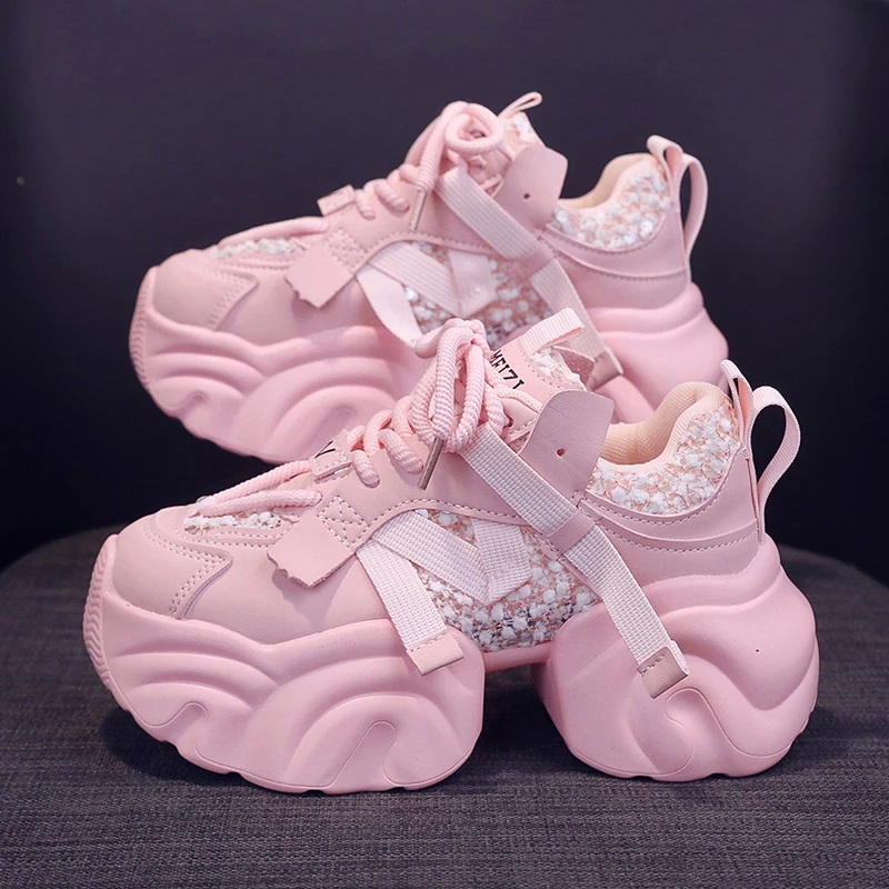 粉色老爹鞋女款厚底显脚小增高女鞋2025新款爆款夏季休闲运动鞋子
