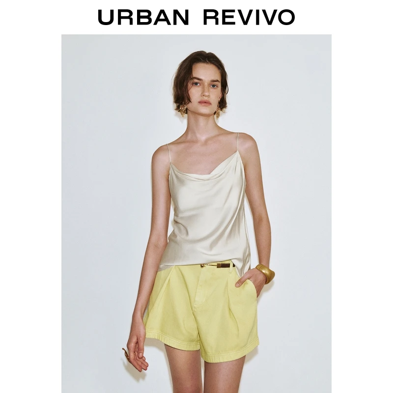 UR2025夏季新款女装简约气质魅力荡领纯色吊带衫UWM250066