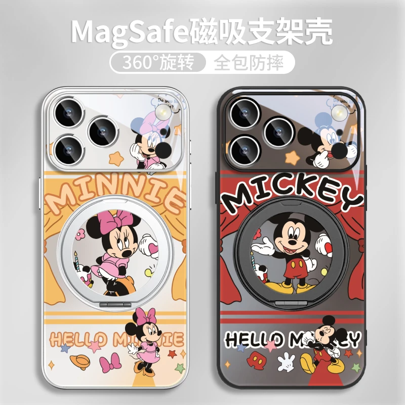米奇米妮适用苹果17pm磁吸手机壳华为mate60情侣pura80支架小米15