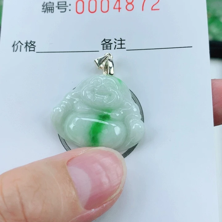 翡翠挂件银S925镶嵌翡翠