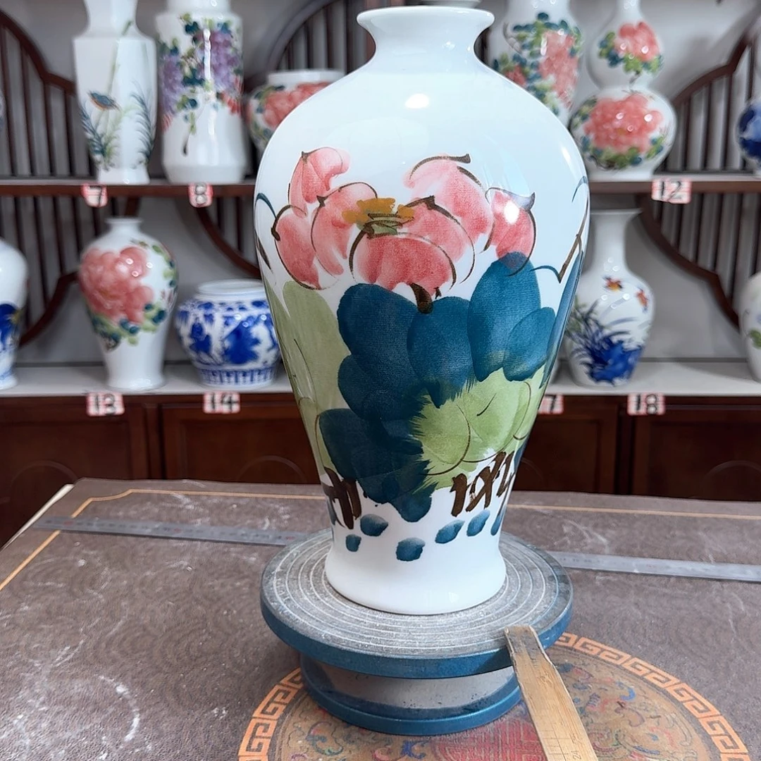 摆件景德镇陶瓷梅荷花花