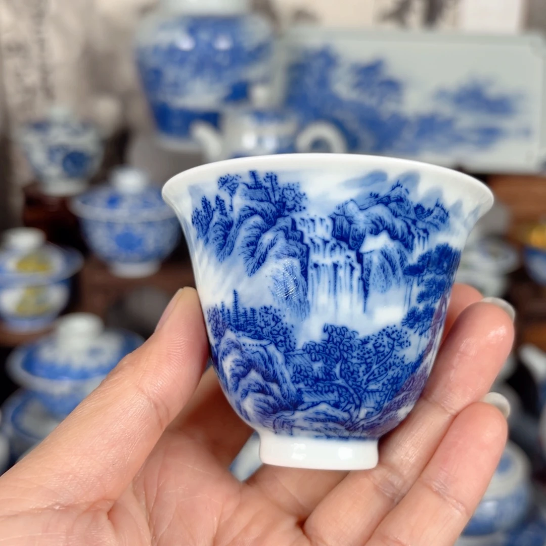 K***r青花瓷器手绘作品陶瓷杯