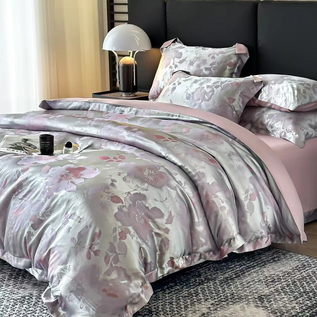 雨墨云烟    轻奢贡缎色织提花四件套