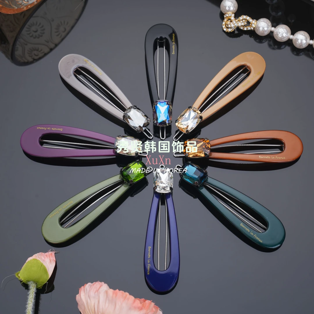 韩国BF经典长方钻水滴大边夹气质百搭简约精致少发量小件饰品ins