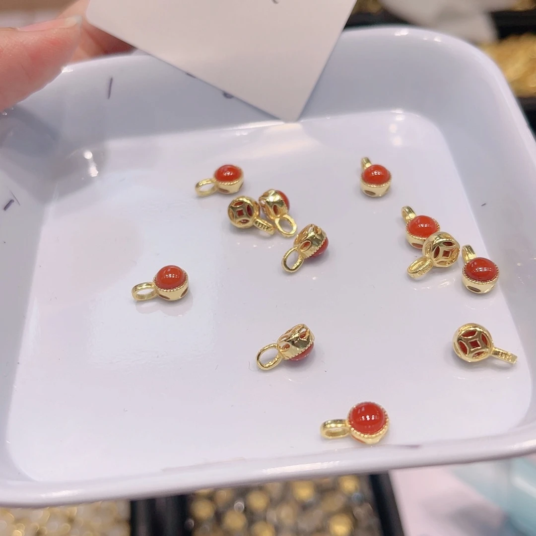 玛瑙/玉髓银S925镀金镶嵌珠宝半成品122