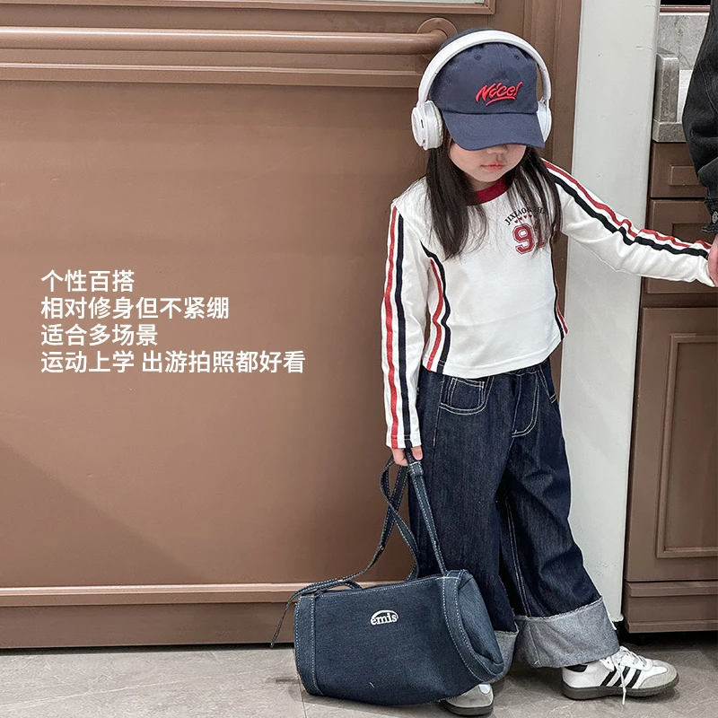 【森许】女童新款字母撞色T恤-373