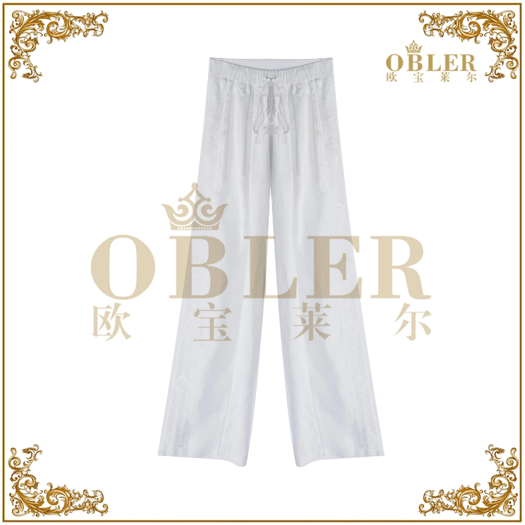 【欧宝莱尔】OBLER2025早春新款裤子717-32191白色
