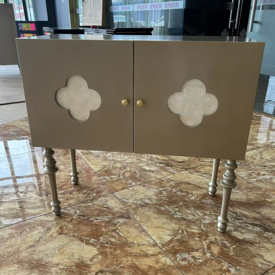 美式轻奢香槟银双门矮柜斗柜玄关