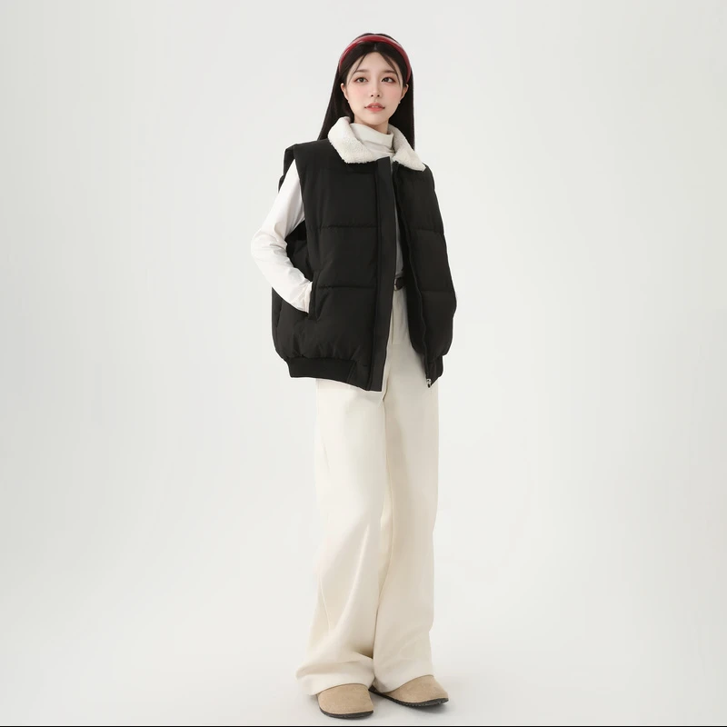 爆款棉马甲女翻领外套秋冬2025新款女款小个子外穿坎肩棉背心上衣