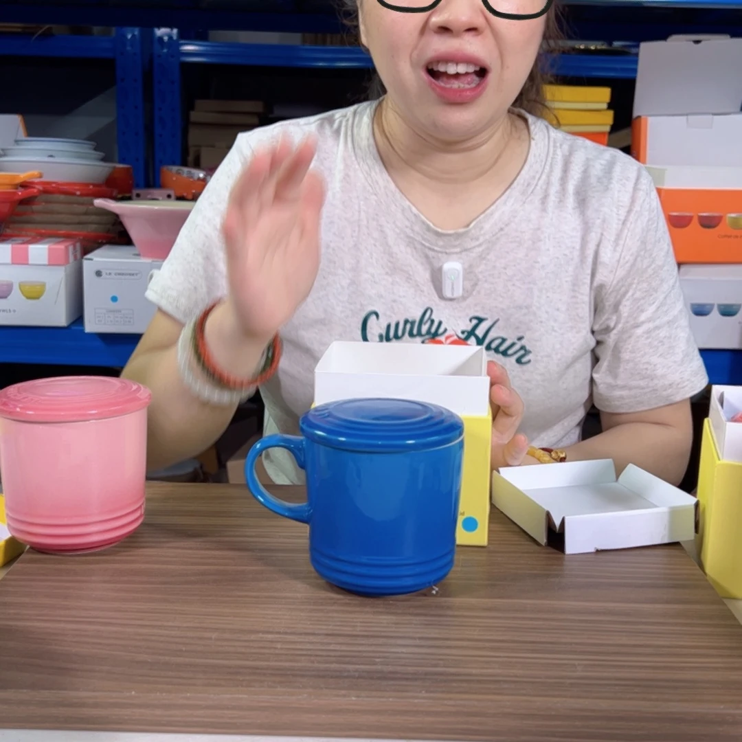 陶瓷马赛蓝带盖bei子