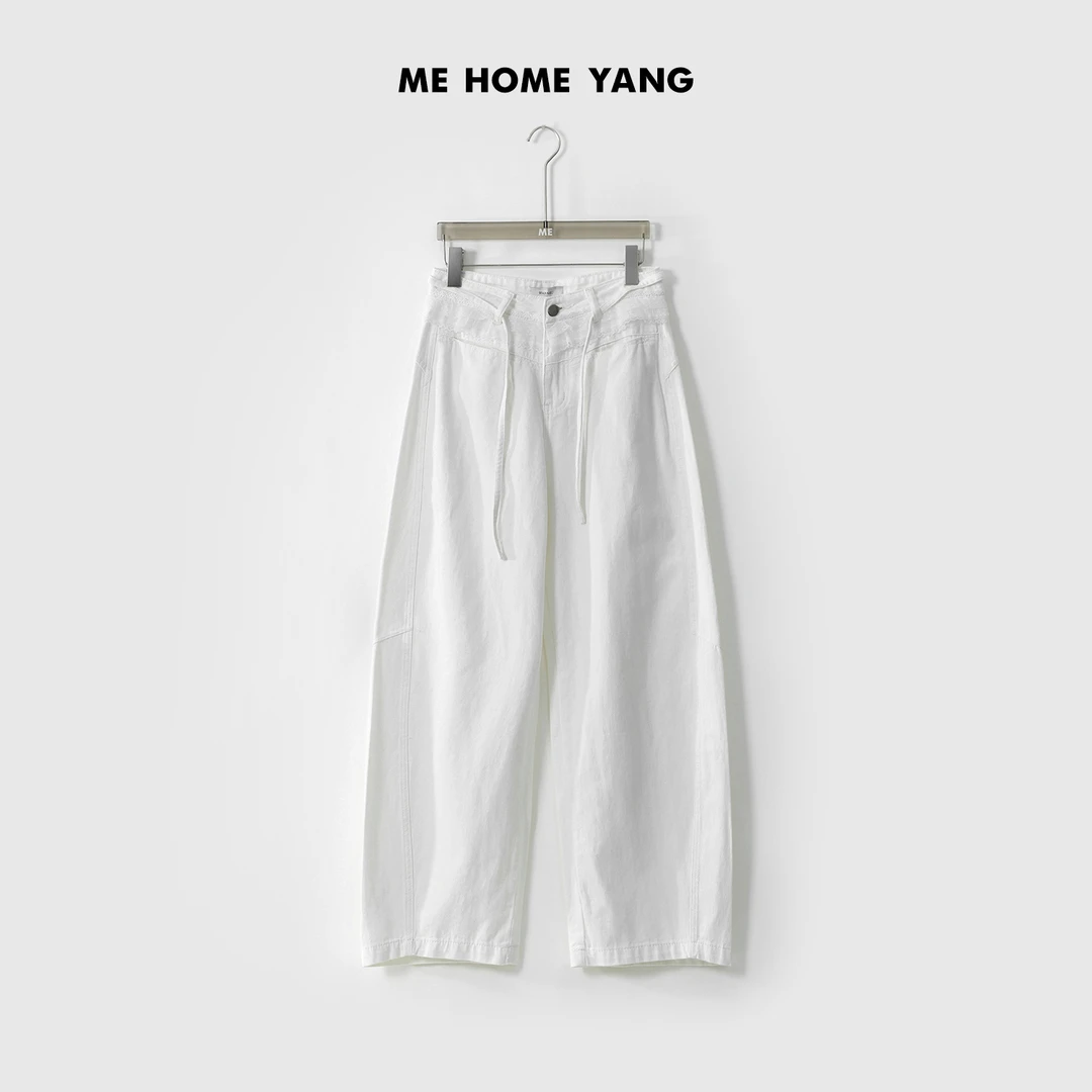 ME【蕾丝高腰白牛】100棉重工蕾丝遮胯显瘦百搭时尚牛仔裤MESS1803