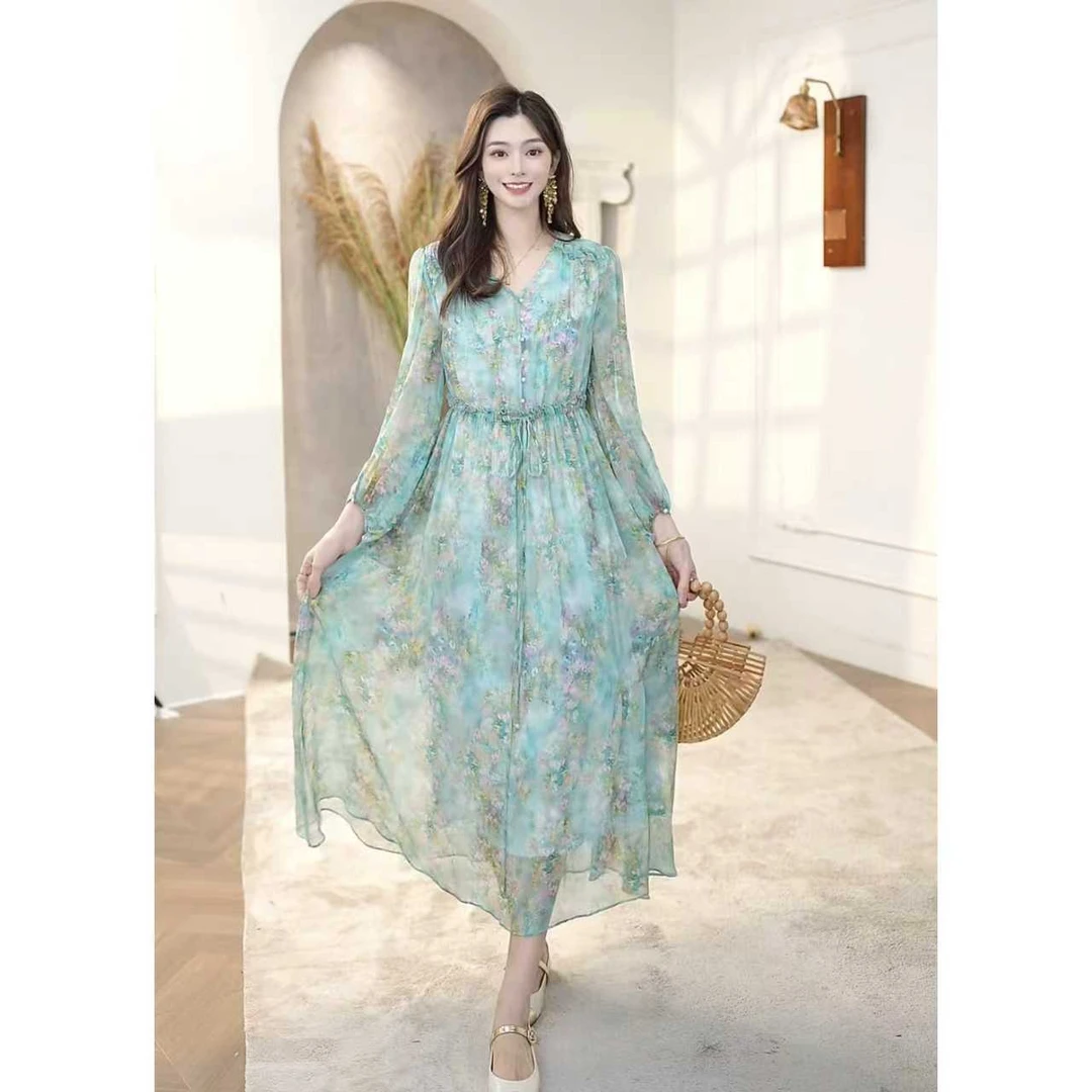 新【2025-禾枫表弟】重磅100桑蚕丝连衣裙Y25C9028-10