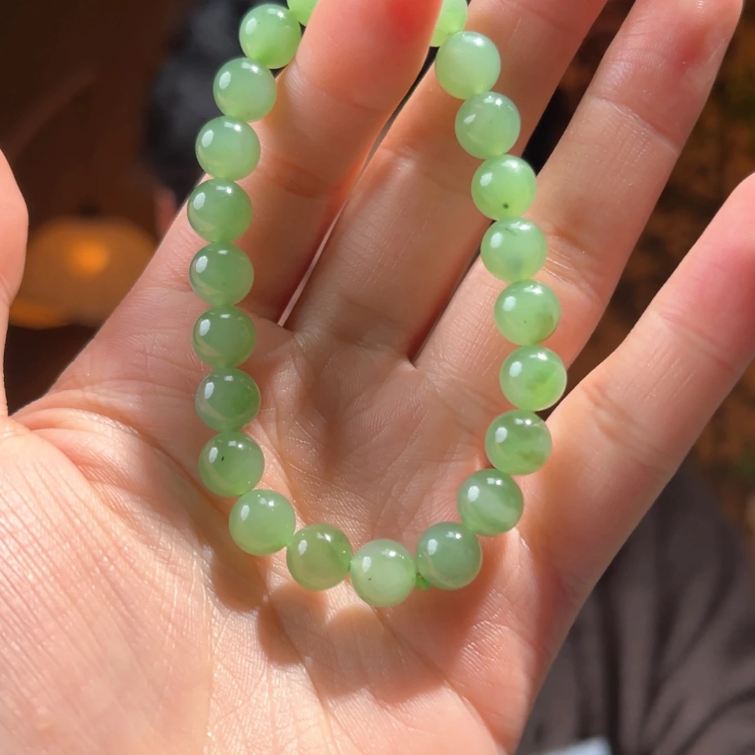 未镶嵌手串和田玉乌兰海苹果绿8mm微矿500