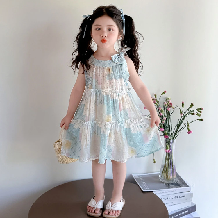 女童夏季连衣裙洋气女孩公主裙无袖时尚女宝甜美裙子3岁宝宝夏款