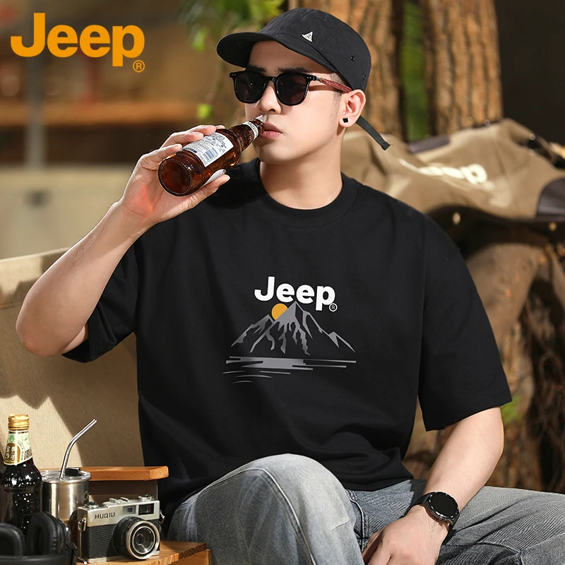 JEEP/吉普短袖t恤男2025新款爆款青少年美式重磅高级感宽松半截袖